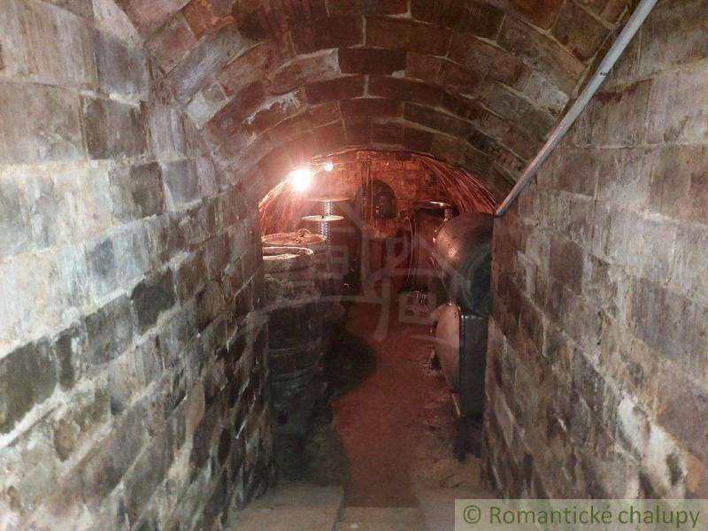 Brick cellar with barrels, unique property, romantic atmosphere, historical setting.