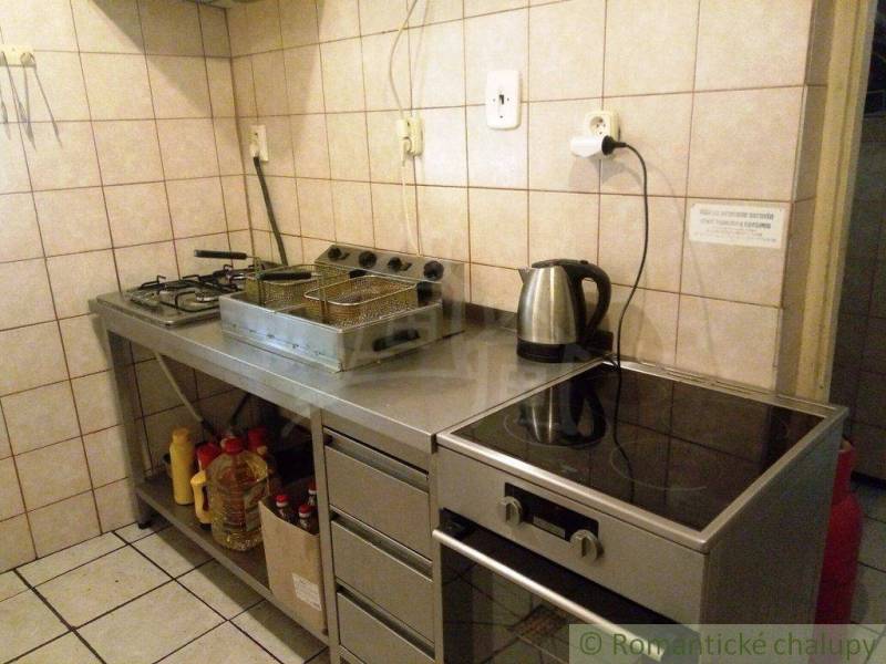 A kitchen with a stove, deep fryer, and electric kettle, ideal for a cottage.