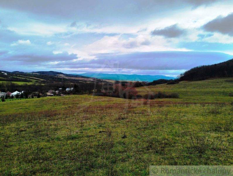 A landscape with extensive fields, forest lands, and a village in the valley.