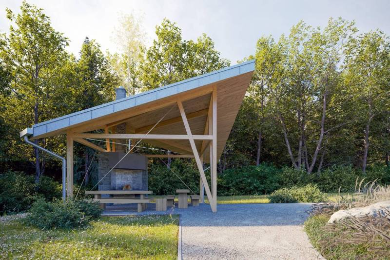 In Štôla, near the recreational apartment, there is a gazebo with a fireplace in the middle of the forest.
