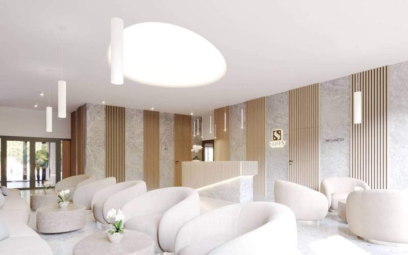 The recreational apartment offers a spacious interior with comfortable seating and pleasant lighting.