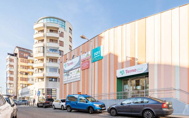 The building with the Terno grocery store on Cikkerova Street in Karlova Ves, Bratislava.
