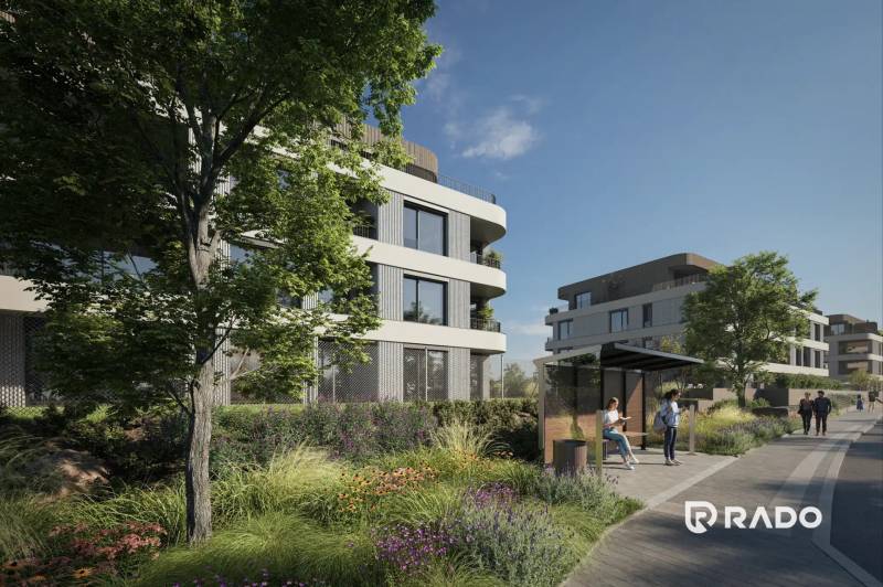 Trenčín, Karpatská: New buildings with landscaped greenery and a walkway next to 3-bedroom apartments.