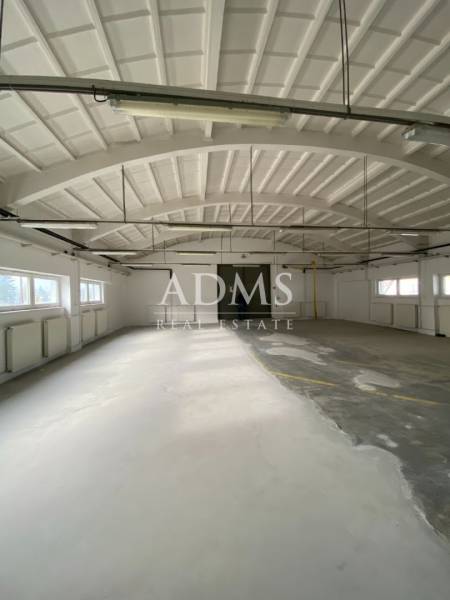 Interior of a hall with skylights and an open ceiling in warehouses and halls.