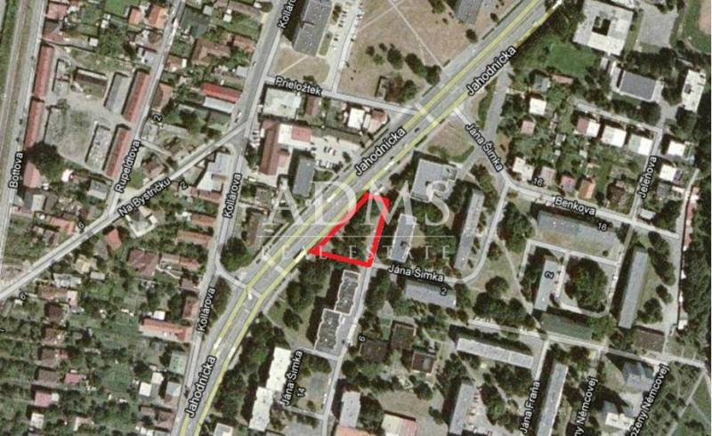 Satellite image of commercial properties in Martin, outlined in red.