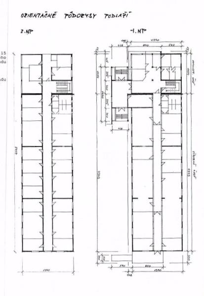 Floor plans of production areas showing rooms and corridors.