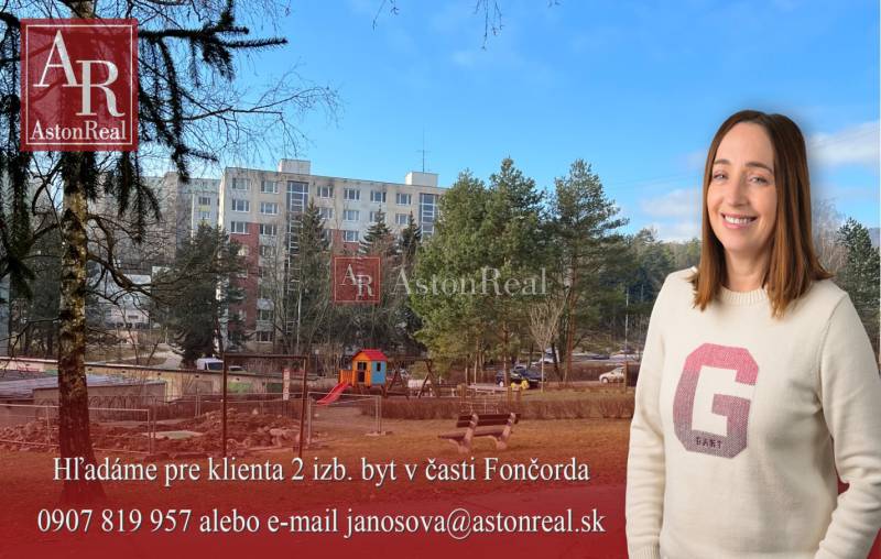 A real estate agent in the Fončorda area is looking for a 2-room apartment in Banská Bystrica.