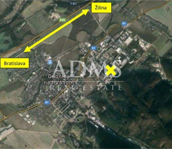 Aerial view of Dubnica nad Váhom shows plots - commercial in the designated area.