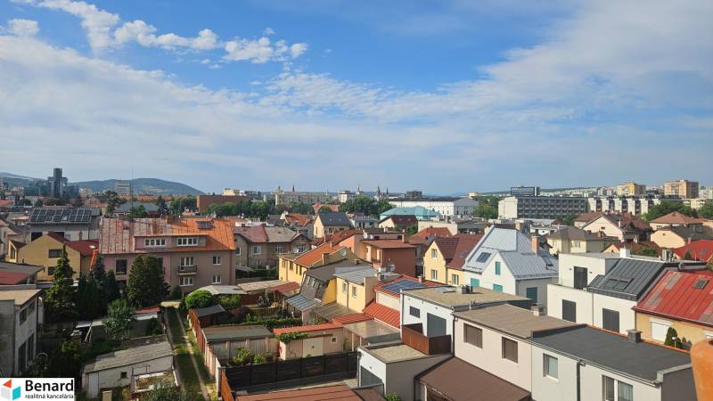 A view of the rooftops of houses in Košice - Juh district on Milosrdenstva Street.