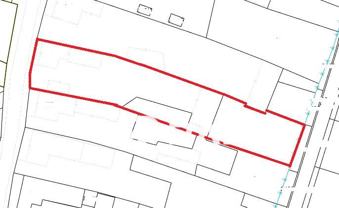 Cadastral map in Chocholná-Velčice for Residential Land, highlighted with a red line.