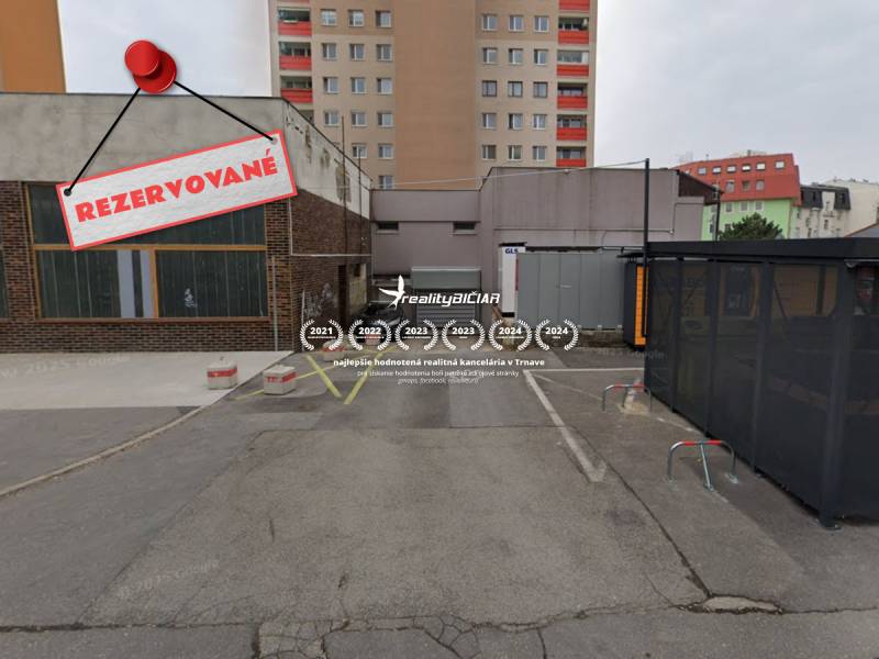Reserved parking space at the garages on Budyšínska Street in Bratislava - Nové Mesto.