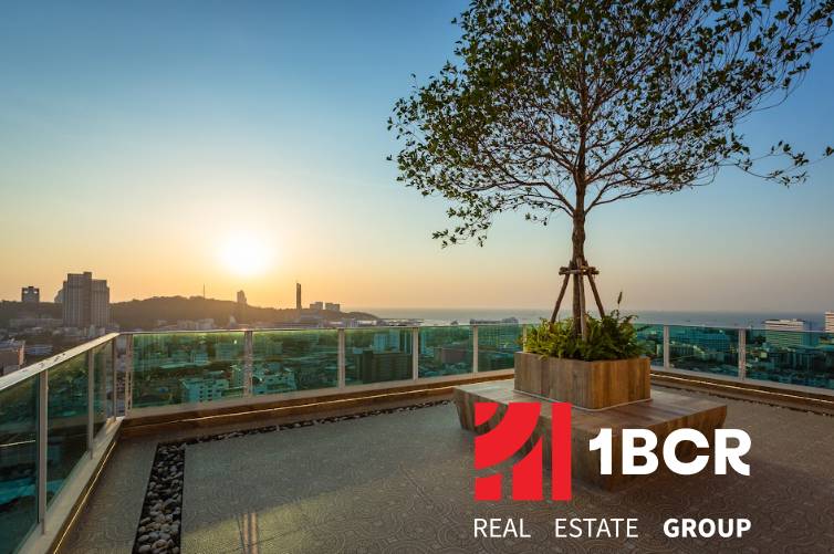 Apartment construction in Pattaya with breathtaking views of the city and sunset.