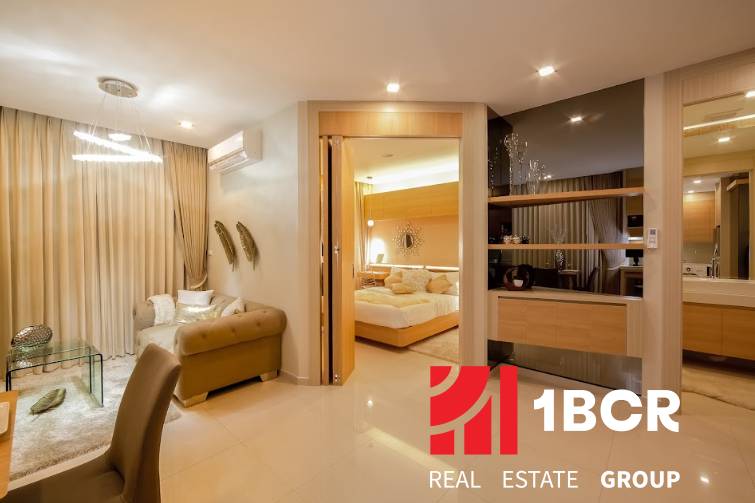 Interior of a 2-room apartment with comfortable seating and a spacious bedroom.