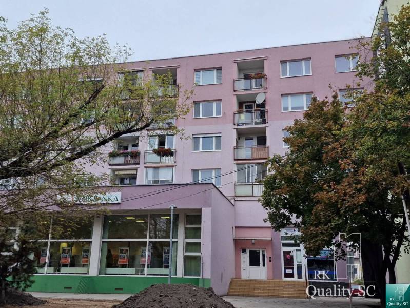 Apartment building on 1st May Square in Senec, where a 4-room apartment is located.