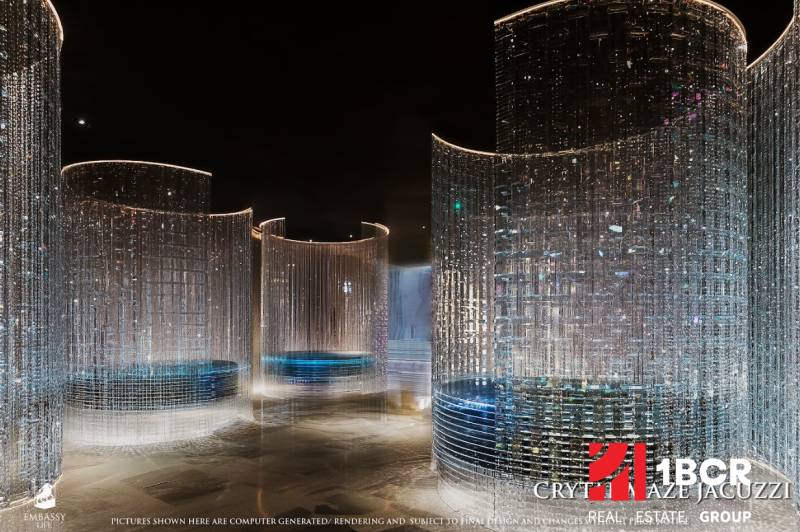Luxury architecture with crystal building elements for apartment construction in Pattaya.