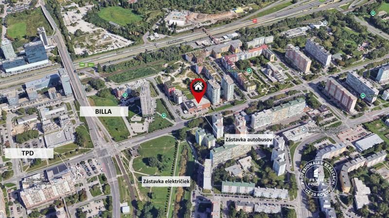Aerial view of commercial premises in Bratislava - Petržalka on Bosákova Street.