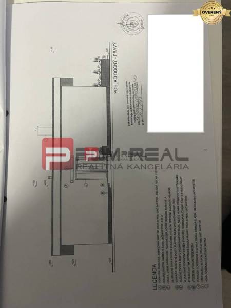 Construction plan of a family house in Pezinok with a focus on the right side view.