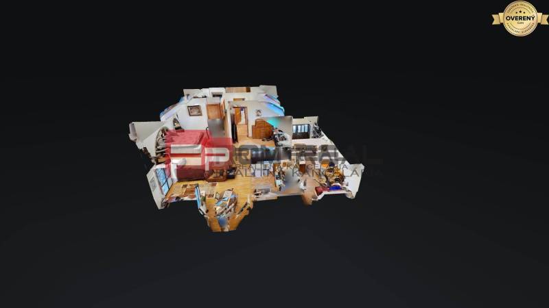 3D floor plan with interior furnishings of a Family House. The individual rooms are depicted.