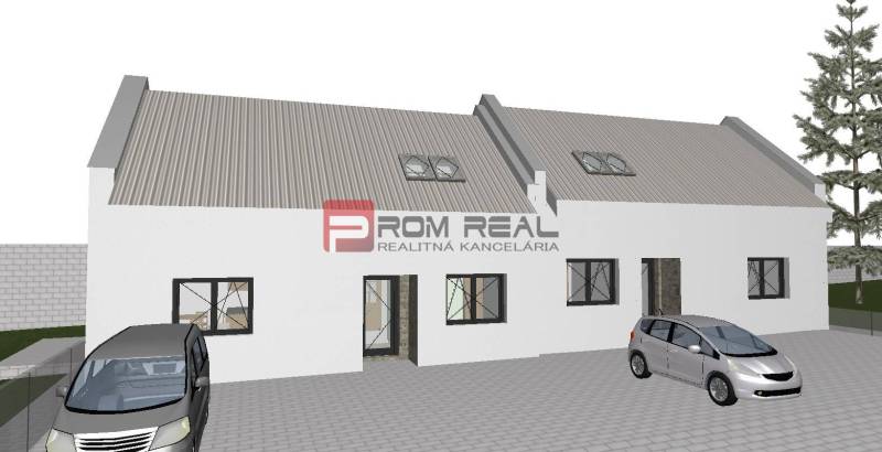 Visualization of a semi-detached house with parked cars, suitable for plots - living in Štefanová.