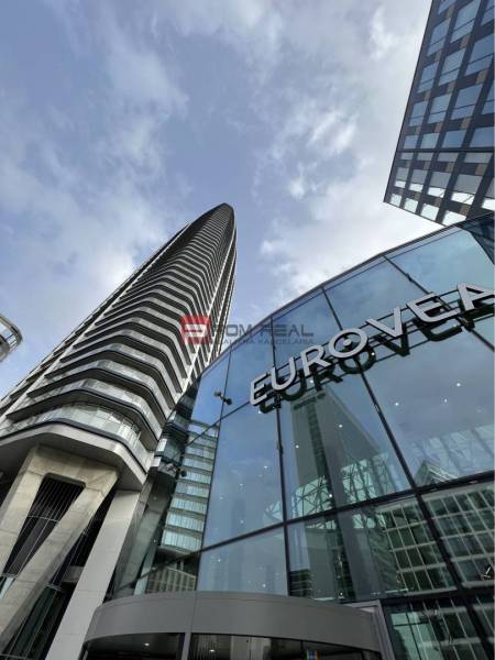 High-rise building and glass facade of commercial premises on Pribinova Street, Bratislava II.