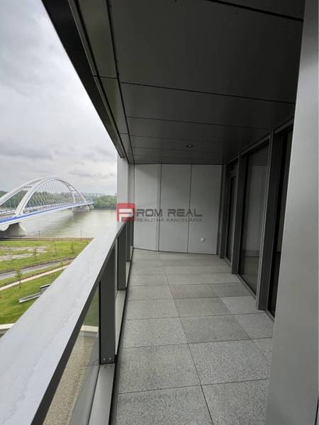 A balcony with a view of the river and bridge, location Bratislava II, Pribinova, commercial premises.
