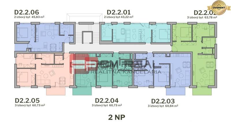Floor plan of a building with multiple apartments on Limbašská cesta, including a 2-bedroom apartment.