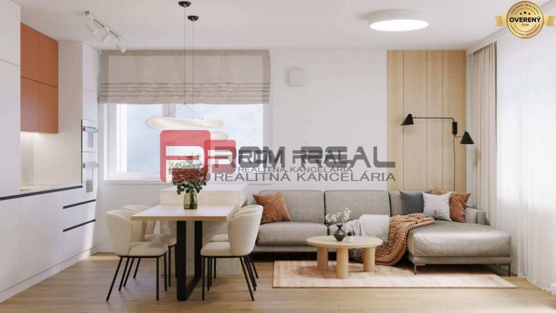 The living room on Limbašská Street offers a cozy space of a 2-room apartment with practical furniture.
