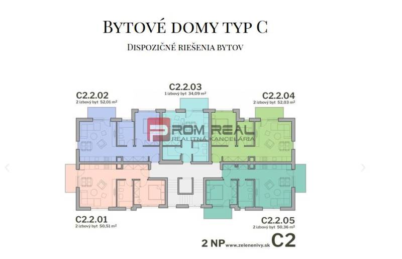 Floor plan of apartment buildings with two 2-room apartments, available on Limbašská Street.