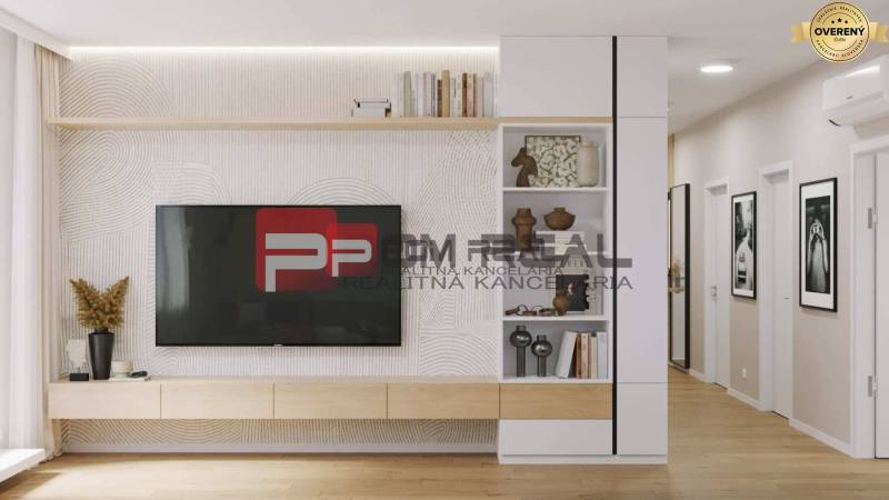 Elegant 2-room apartment with a modern living room on Limbašská Street, the decorative wall is an ornament.