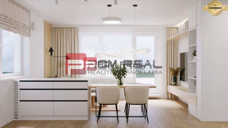 Bright living room in a 2-room apartment with a modern design on Limbašská cesta street.