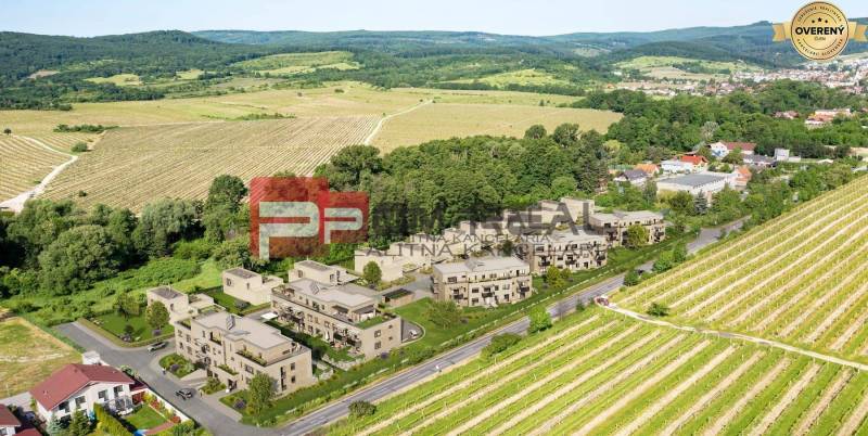 Visualization of a new residential complex on Limbašská cesta street near vineyards and nature.