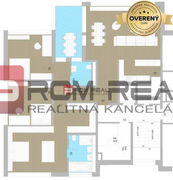Floor plan of a 4-room apartment with room layout and area designation.