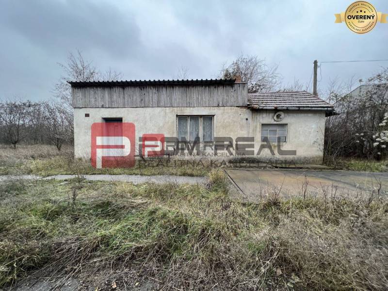 A small house on Partizánska Street, suitable for warehouses and halls, overgrown surroundings.
