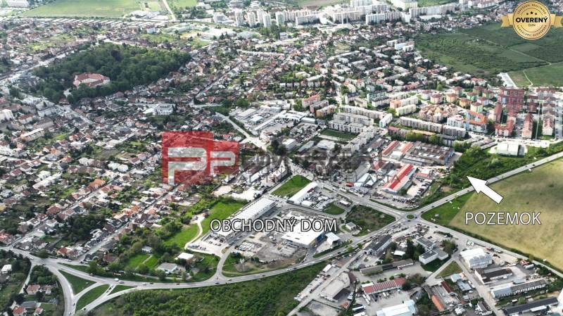 Aerial view of plots near Šenkvická Road in Pezinok, suitable for residential use.