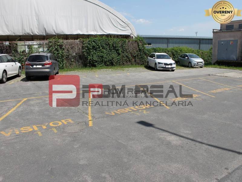 Parking lot on Púchovská Street in Bratislava III for visitors of warehouses and halls.