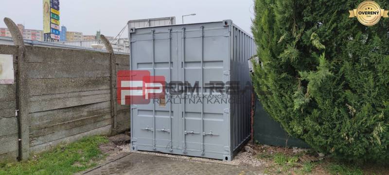 Container placed near a concrete fence in the area of Warehouses and Halls Bratislava III Púchovská.