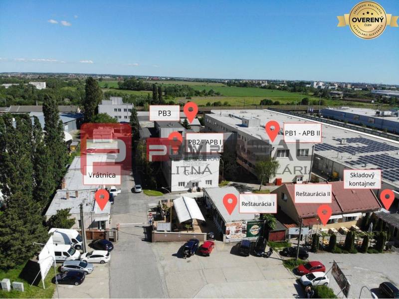 The area of warehouses and halls on Púchovská Street in Bratislava III with the associated infrastructure.