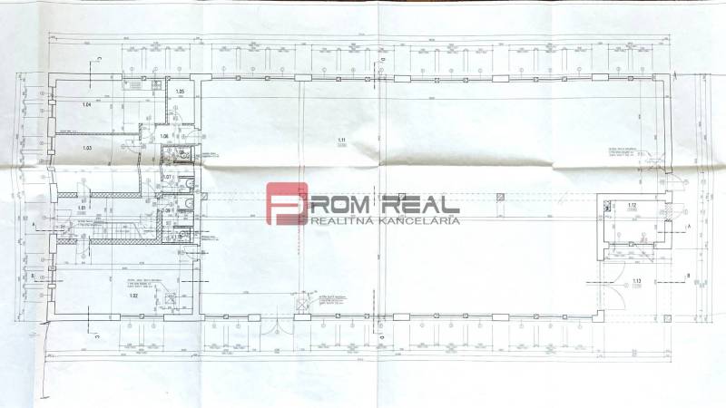 Floor plan of production premises on Nová Street in Pezinok with detailed dimensions.