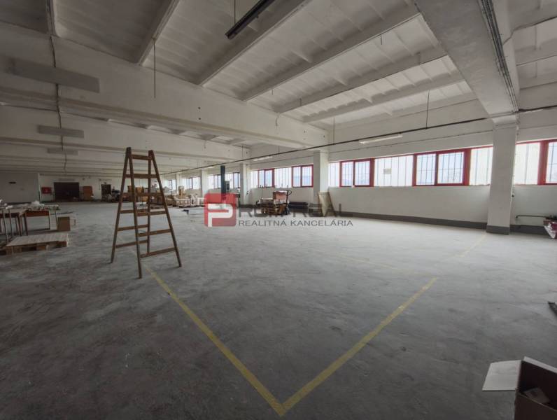 Spacious production spaces with a ladder and plenty of natural light.