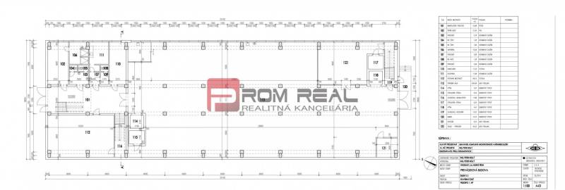 Floor plan of the production area with rooms and dimensions, including administrative sections.