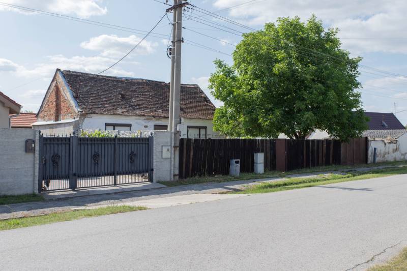 Family house on Športová Street in Gajary, Residential plots with a gate and a tree.