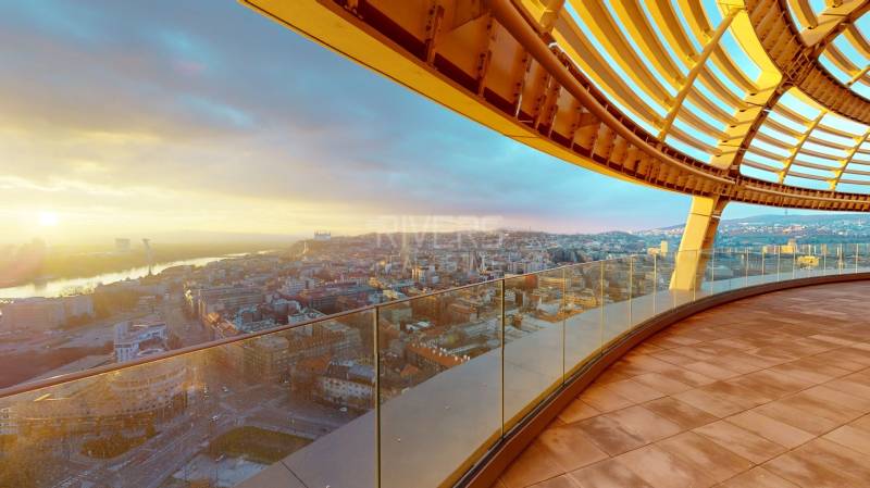 Panorama of Bratislava from the viewpoint overlooking the river, on Čulenova Street.