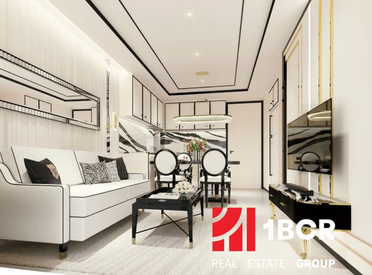 Luxury interior of a 3-room apartment with elegant furnishings and clean lines.