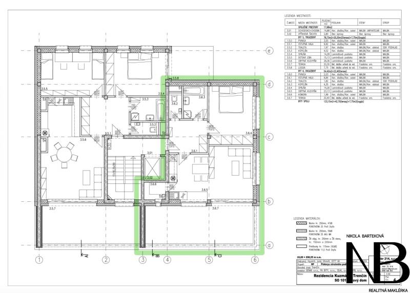 The floor plan of the apartment on Kuzmányho Street in Trenčín shows a 2-room apartment with a description of the rooms.