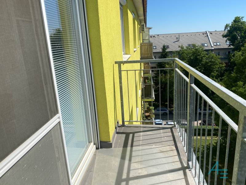 A balcony with a view from a 3-room apartment on Na úvrati Street in Bratislava.