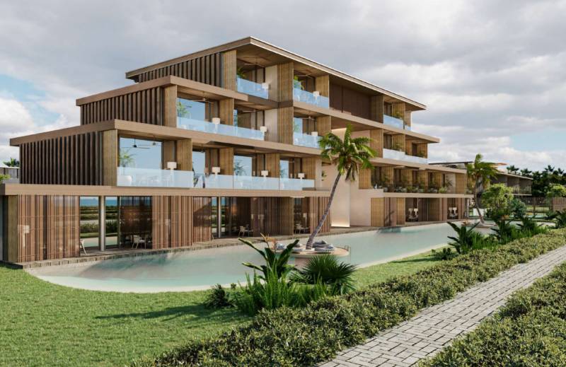 A family house in Nungwi, Zanzibar North, with stepped architecture and palm trees by the pool.