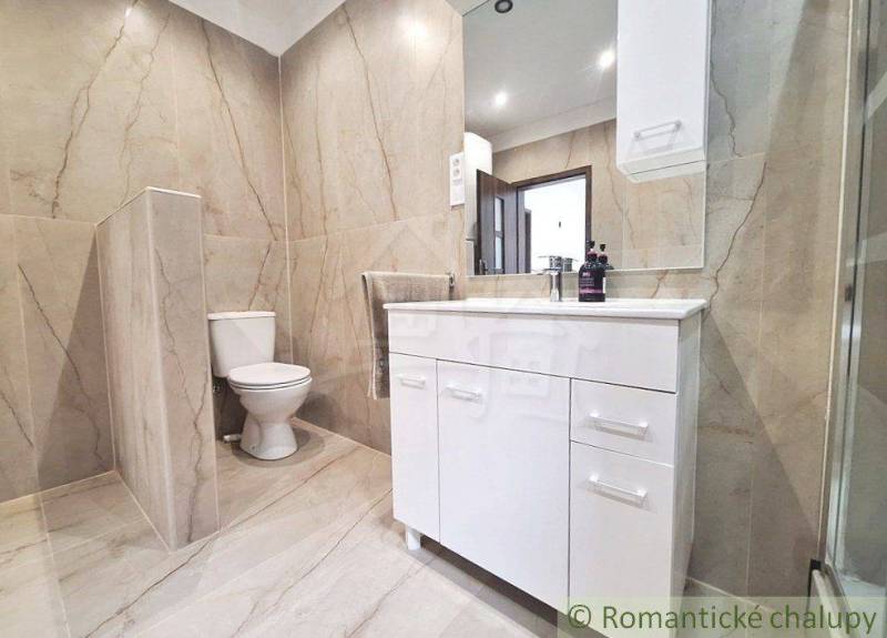 Bathroom in a family house with a shower, sink, and toilet.