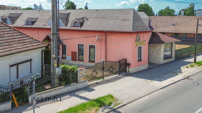 Family house on Gyula Szabó Street in Dunajská Streda with a pink facade and stone details.