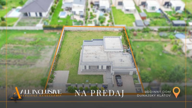 Family house for sale in Dunajský Klátov from a bird's eye view, bordered plot.