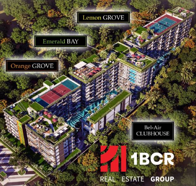 Comprehensive apartment development in Pattaya with greenery and sports facilities.